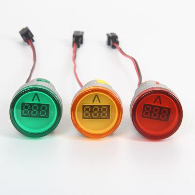 China Measuring Amp Round Mini Led Indicator Ammeter Digital Indicator Light Signal Light Ammeter Tester Ampere Measuring Meter for sale