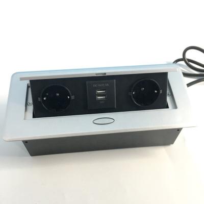 China Residential / Multi-Purpose EU Power Outlet Conference Table Desktop Multimedia Interconnect Box Desktop Pop Up Outlets For Meeting Room With USB Charger for sale