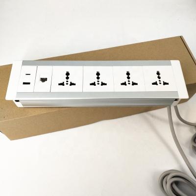 China Residential/Multi-Purpose White Aluminum Recessed Built In USB-C Desk Table Power Outlet Data Panel Socket Universal Hotel Medium Power Hub for sale