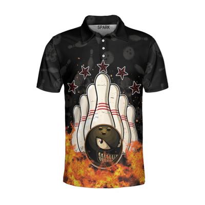 China QUICK DRY Digital Printing 100% Polyester Sublimation Bowling Polo Shirts Custom for sale