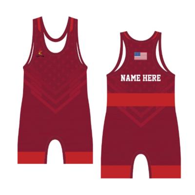 China Custom cheap professional 100% polyester sublimation men wrestling singlet for sale