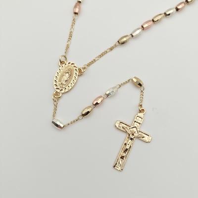 China Religious 18K Gold Plated 6mm Jewelry Beaded Pendant Wholesale Beautiful Rosary Necklace for sale