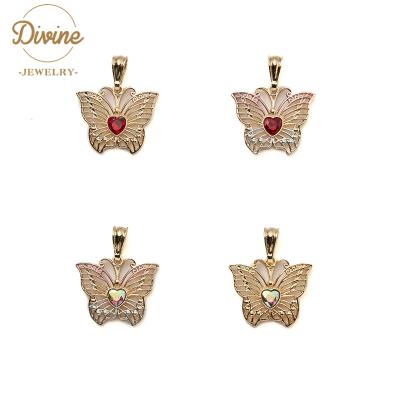 China TRENDY Butterfly Pendant For Women Girl Gift Gold Plated Tricolor Pendant Butterfly for sale