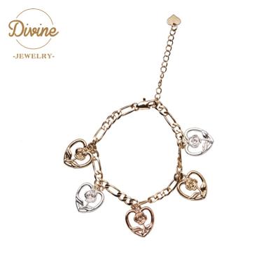 China ChinaDivine TRENDY Women Jewelry Gold Plated Heart Shaped Expandable Adjustable Bracelets Charm New Design Bangle for sale