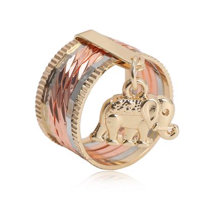 China CLASSIC 14K Italian Three Tone Plating Animal Testudines Elephant Seminario 7 Day Bracelet Charm Ring For Women for sale