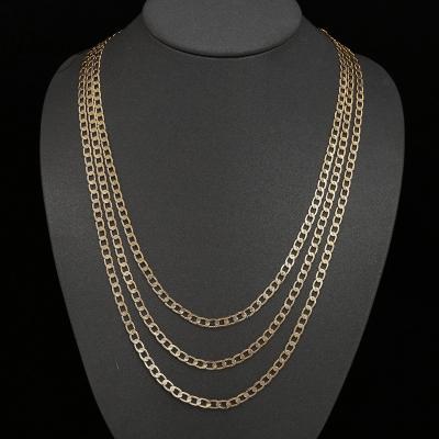 China 4MM Size Religious Quality 18K Gold Pave Cut Figaro Link Chain Necklace For Men for sale