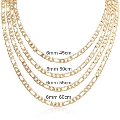 China 6mm Religious 18, 20, 22, 24 Inch 14k Gold Plated Diamond-Cut Cuban Link Chain Necklaces For Women Men for sale