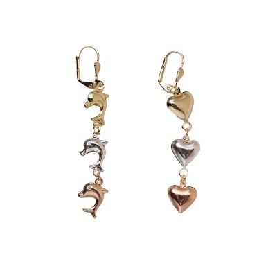 China American Best Selling TRENDY For Womens18k Gold Plated Dolphin Heart Fashion Earring for sale