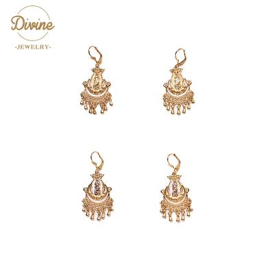 China FASHIONABLE Designer Ladies Jewelry 18k Gold Plated Virgin Mary Hoop Stud earing for sale