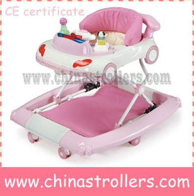 China New Model CE Plastic Steel Certificate Cloth Baby Walker With Rocker for sale