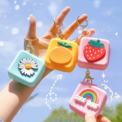 China Mini Money Bag Kdis Cartoon Fruit Pattern Silicone Eco-friendly Cute Coin Purse Small Square Girls Zipper Wallets For Kids for sale