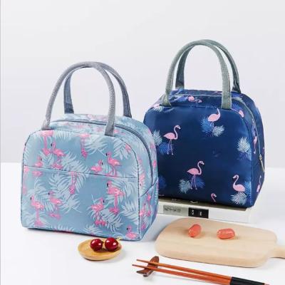 China Waterproof 2022 Cute Kids Thermal Insulated Lunch Bag Custom Flamingos Printing Tote Bags Women Cooler Picnic Food Lunch Box Bag for sale