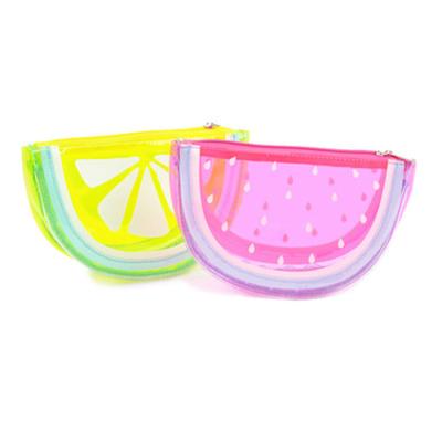 China Used For Custom Cheap Cute Waterproof Cosmetic Packaging PVC Mini Fruit Shaped Clear Cosmetic Bag Zipper Makeup Pouch for sale