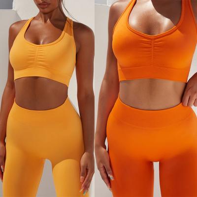 China Breathable Cross Back Yoga Bra Fitness Clothes Seamless Yoga Sets Women Yoga Set for sale