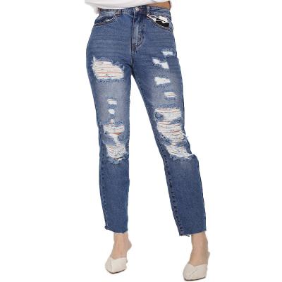 China Supplier wholesale waterproof high quality fashion Haisen jeans casual slim fit women stretch high waist flare wide leg jeans for sale