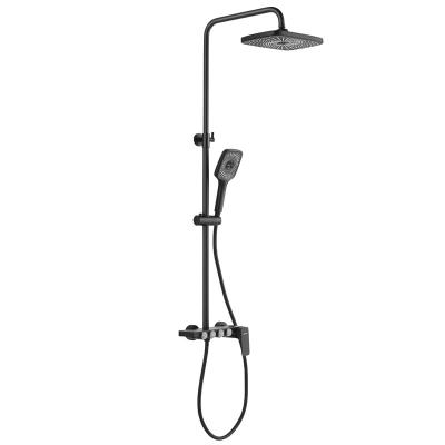 China Matte Black Bathroom Hand Shower Mixer Set Wall Mount Complete Set for sale