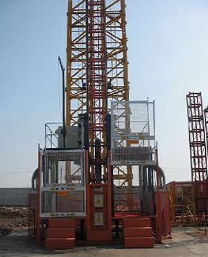 China Building Construction Twin Cage Hoist Hot Dipped Zinc For Electric Power Plants for sale