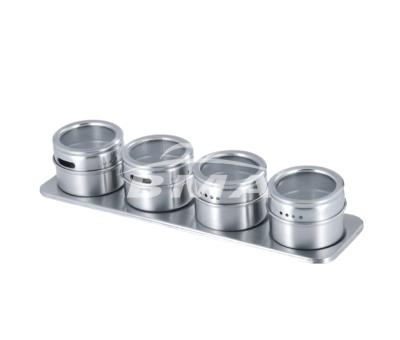 China Viable China Factory 4 Condiment Jar Rack Table Top Magnetic Spice Rack Magnetic Spice Canisters for sale