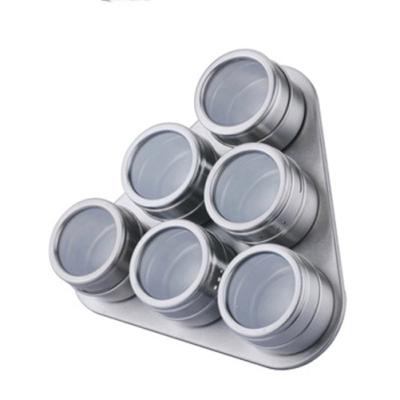 China 6 Piece Kitchen Metal Spice Jar Stainless Steel Spice Sustainable Magnetic Spice Canisters for sale