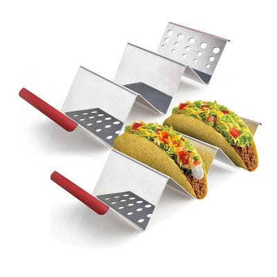 China Viable Manufacturer Customized Sleek 2/3/4 Pack Metal Stainless Steel Taco Holder Rack Stand Set for sale