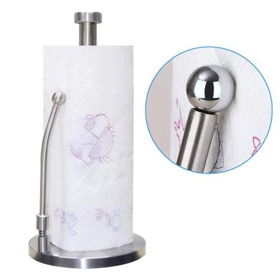 China Modern Good Grips simplytear Tension Arm Stand Up Stainless Steel Cloth Roll Kitchen Paper Towel Holder for sale