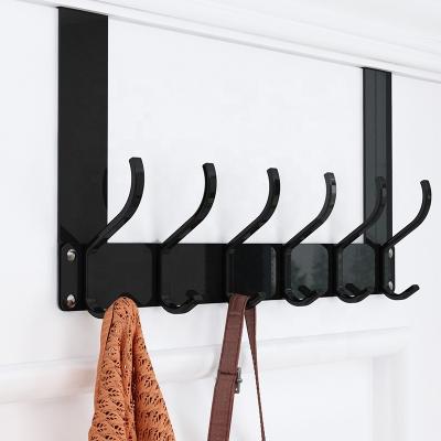 China Workable Folding Stainless Steel Coat Organizer Rack Cloth Hanging Over Door Hooks Hanger Over Door Hook for sale