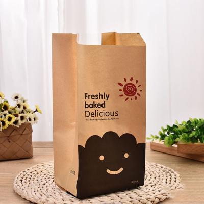 China Custom Logo Kraft Paper Food Packaging Bread Bag Recyclable Oilproof Coated Food Packaging Bag for sale