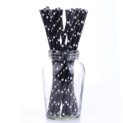 China Recyclable Black Fashionable Five-pointed Paper Straw Degradable Eco-friendly Beverage Star Shape Drinking Straw for sale