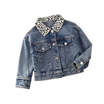 China Anti-wrinkle baby clothing leopard kid denim jacket warm tracksuit for sale