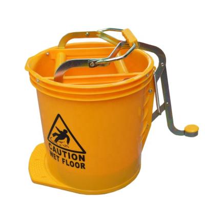 China Multi Function Mini Plastic Squeeze Mop Bucket 16liter Round Wringer With Foot Control Pedal for sale