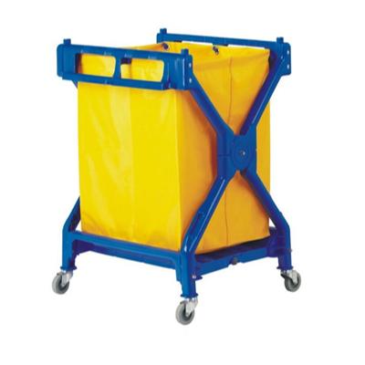 China Wholesale Hotel Room Housekeeping X Shape Trolley Laundry Hamper Truck Clothing Basket Canvas Cart for sale