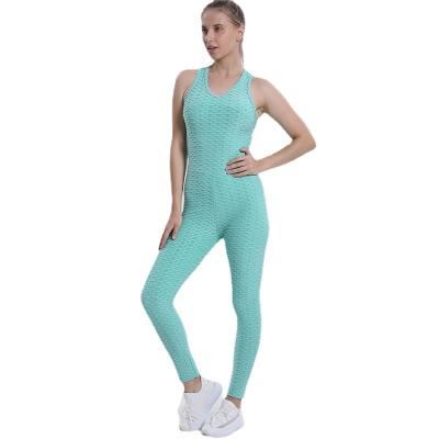 China Hot Selling Gym Fitness Clothing Elasticity Sleeveless Breathable Quick Dry Romper Women Seamless Yoga Set for sale