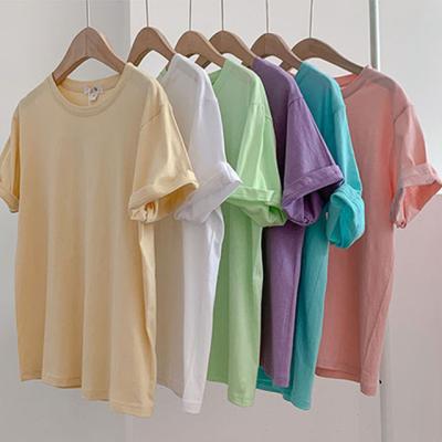 China Cropped Sweater Female Summer Fashion Straight Women's Oversized Solid Casual O-neck Shirt Tees Anti-pilling Sleeve Cotton Tops for sale