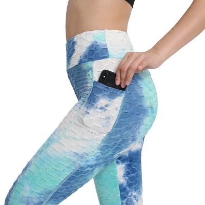 China 2021 Tie Dye Breathable Workout Leggings High Waisted Yoga Fitness Seamless Leggings Butt Lifting Pants for sale