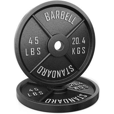 China Weightlifting Home Standard Competition Use Bumper Plate 5/10/25/30/45lb Hammers Barbell Dumbbell Gym Cast Iron Weight Plates for sale