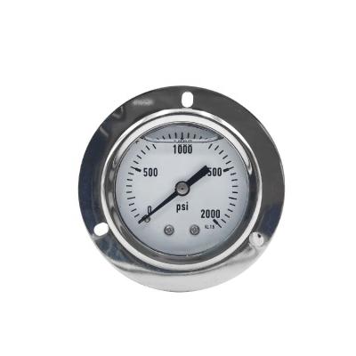 China Brass or SPR Panel Mount 2000 PSI 63mm Front Flange Hydraulic Oil Filled Pressure Gauge for sale