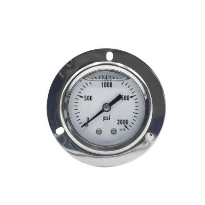 China Brass Stainless Steel Or SPR 63mm Dial Size Back Connect Stainless Steel Liquid Pressure Gauge With Flange Mount 2000PSI for sale