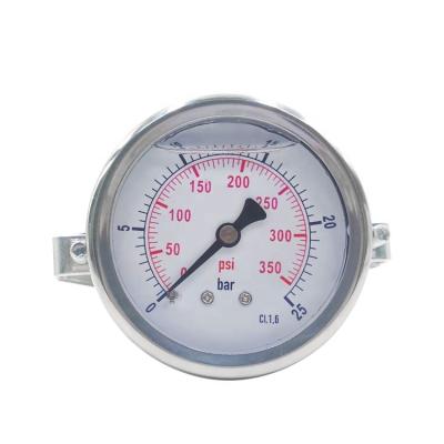 China Brass or 25bar 360psi 2.5Inch Stainless Steel Oil Bourdon Tube Pressure Gauge With U-flange for sale