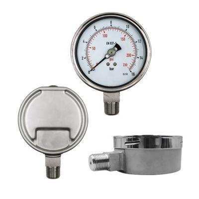 China Brass or Stainless Steel Bayonet Ring Low Cmh 2o 0-1Bar Air Pressure Gauge For Semi Truck for sale