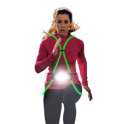 China LINLI SNAPSHOT Adjustable Rechargeable Reflective Safety LED USB Fiber Rope Vest Working Elastic Light with Front Light for sale