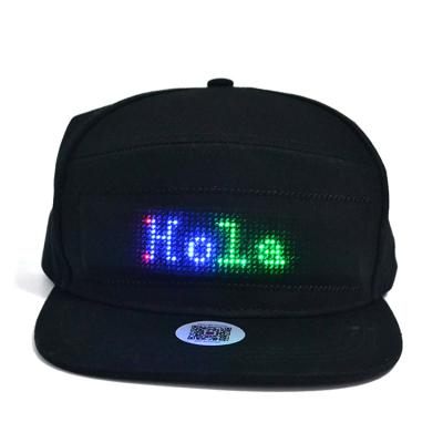 China 6-Panel Hat USB Charging Promotional Gift App Controlled Hat LED Display Screen LED Scrolling Message Hat for sale