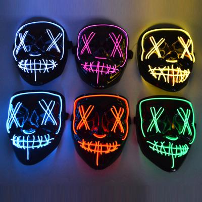 China Custom PVC Factory EL Wire Cosplay Festival Party Halloween Mask LED Light Up Mask for sale