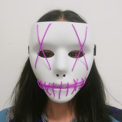 China PVC Halloween Party Event Led Light Up EL Wire Glowing Neon Mask for sale