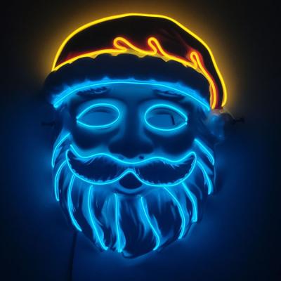 China PVC Christmas Party EL Wire Neon Flashing Santa Claus Mask for sale