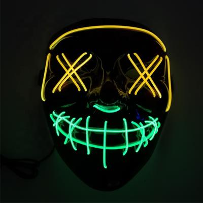 China PVC LINLI Custom Light Up Glow EL Neon Wire Masks Flashing Mask For Halloween Party for sale