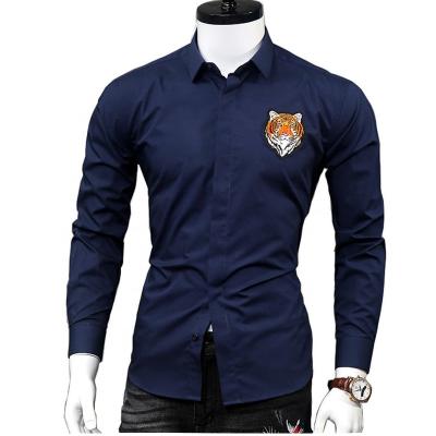 China Fashion Embroidered Pattern Anti-pilling Custom Men's Long Sleeve Dress Shirt for sale