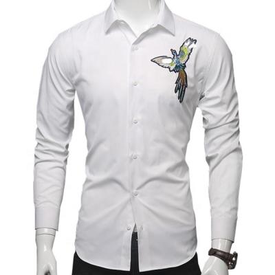 China 100% Animal Logo Camisas Masculinas Men Shirts Anti-pilling Custom Cotton Embroidery for sale