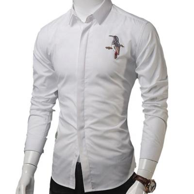 China Anti-pilling 100 custom white cotton embroidered mens camisas masculinas long sleeve shirts for men for sale