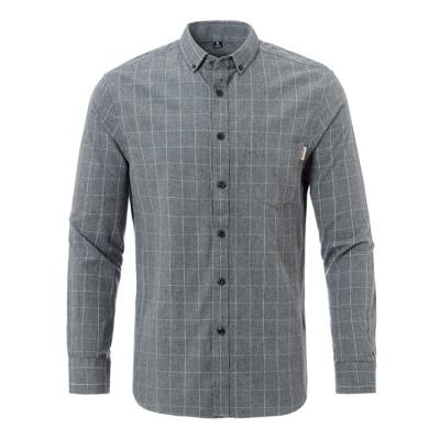 China Custom 100% Turkish Anti-Pilling Cotton Men Casual Long Sleeve Plaid Shirts for sale