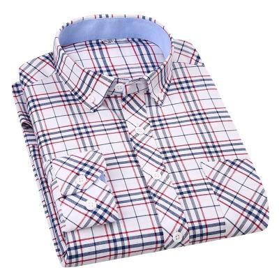 China Anti-pilling Wholesale Casual Plaid Cotton Button Down Mens Long Sleeve Dress Shirts for sale